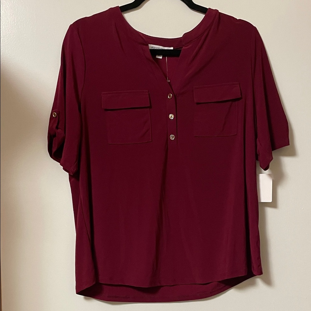 PerSeption Concept Deep Burgundy Blouse